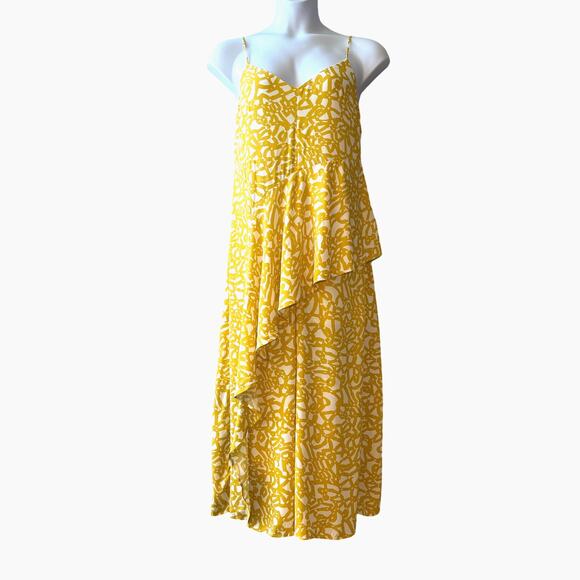 Anthropologie Maeve Brittany Asymmetrical Jumpsuit in Sunshine Yellow Size 8 - Picture 1 of 8